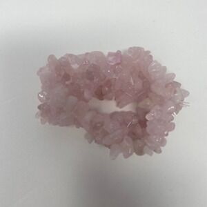 Natural Rose Colored Chip Stone Stretch Bracelet Pink Crystal Style Jewelry